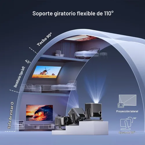 Vista 8 de Aurzen BOOM mini Google TV Proyector inteligente para exteriores con audio Dolby de 20 W 4K Supported Movie Projector with WiFi and Bluetooth