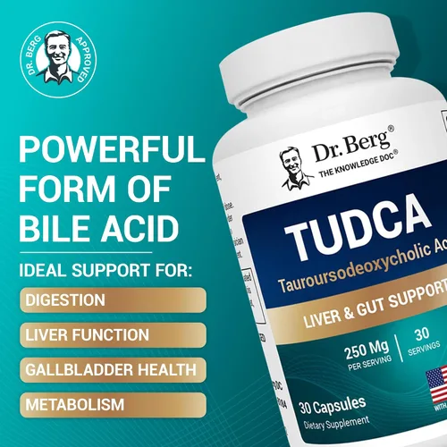 Vista 2 de Dr. Berg Suplemento TUDCA (ácido tauroursodeoxycólico) - Fórmula Poderosa para la Salud del Hígado, Flujo Biliar, Apoyo a la Vesícula Biliar y Salud