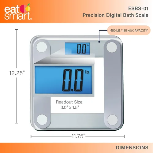 Vista 3 de EatSmart Balanza digital de precisión para baño, con visualizador iluminado extra grande