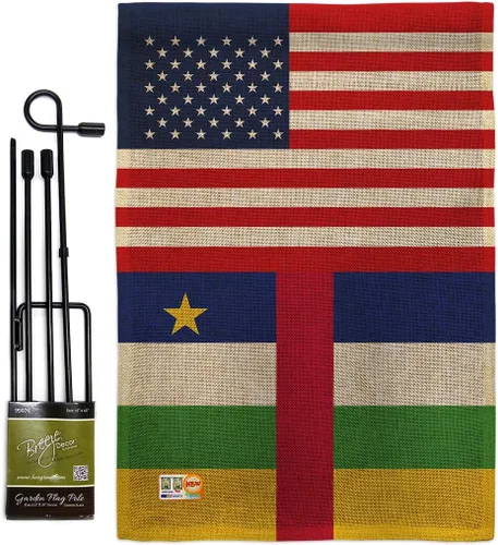 Vista 14 de Central African Republic US Friendship Burlap Burlap Garden Flag Regional USA American Alliance World Country Particular Area Small Decorative Gift