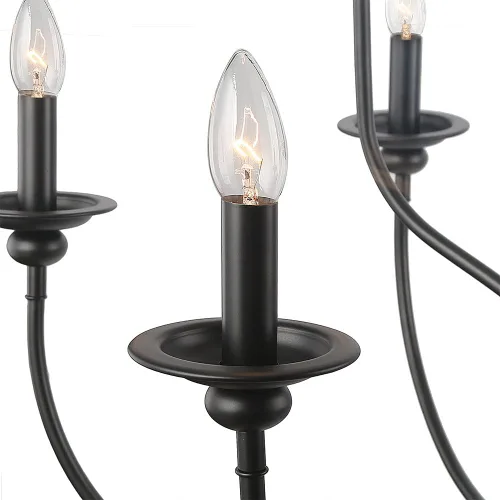 Vista 4 de Candelabro negro, lámpara de granja, lámpara de campo francés de 2 niveles y 9 velas para sala de estar, vestíbulo, dormitorio