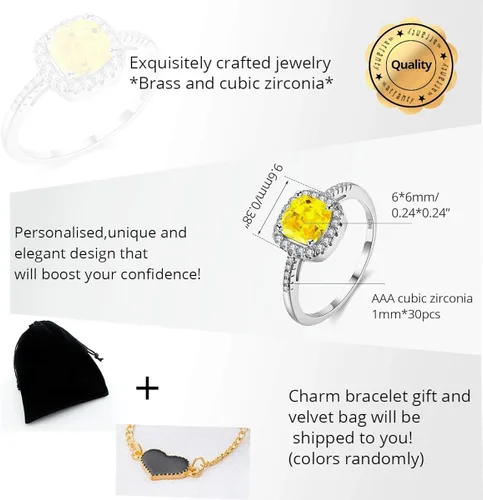 Vista 6 de Uloveido Anillos de compromiso cuadrados de cristal CZ de las mujeres mejores anillos de promesa anillos de boda para las mujeres KR002