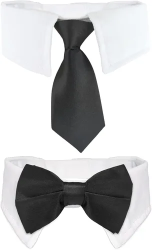 Vista 10 de Esmoquin para gatos, traje ajustable de Koolmox con lazos formales y corbatas para mascotas, corbata negra para niños pequeños y medianos, gatos
