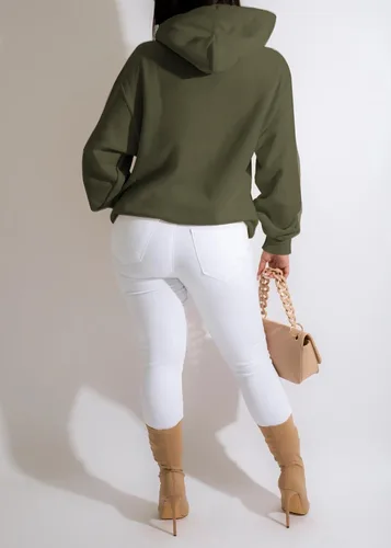 Vista 2 de Sudadera casual con capucha para mujer, cuello redondo, ligera, de manga larga, con bolsillos