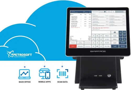 Vista 8 de Caja registradora profesional SmartPOS-129 todo en uno para pequeñas empresas, el paquete POS incluye: monitor de pantalla táctil de cajero