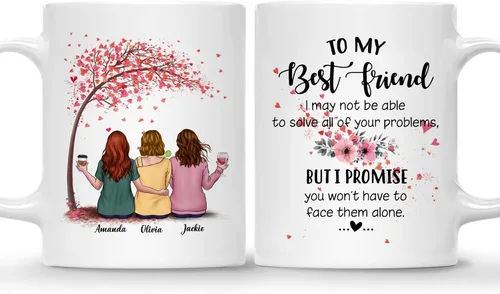 Vista 8 de Gossby - Taza de café personalizada para mujer, 2 unidades, con nombres personalizados Taza personalizada para dos mujeres, taza de café
