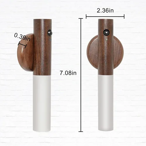 Vista 3 de Apliques de pared, luz nocturna inteligente con sensor portátil, luz nocturna magnética recargable por USB de madera para dormitorio, pasillo