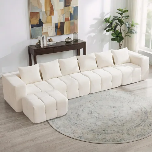 Vista 15 de Sofá de dos plazas seccional modular sin armazón de 78.7 pulgadas, sofá nube capitoné con asiento profundo, sofá de chenilla para sala de estar