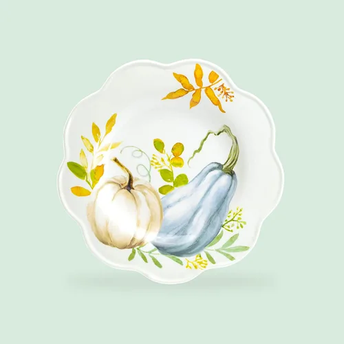 Vista 6 de Potter's Studio - Juego de 4 platos surtidos de 8.5 pulgadas para ensalada/postre de calabaza otoñal