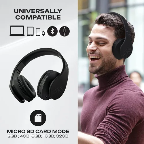 Vista 3 de PowerLocus - Audífonos Bluetooth sobre las orejas, auriculares inalámbricos plegables estéreo con cable y sin cable con micrófono incorporado, Micro