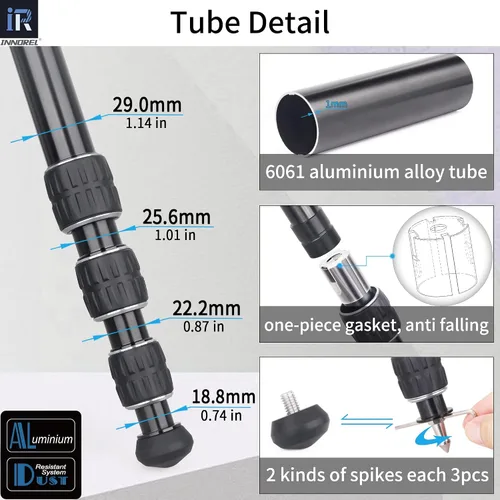 Vista 3 de INNOREL HT284A - Trípode horizontal de aleación de aluminio CNC de 72 pulgadas con columna central, versátil soporte de cámara multifunción