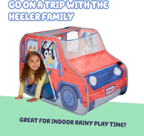 Vista 4 de Bluey Heeler 4WD Tienda de Campaña Desplegable para Niños, Almacenamiento Fácil Tienda de Juego Desplegable con Puerta, Parabrisas y Ventana Espía