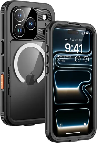 Vista 20 de Lanhiem Funda magnética impermeable para iPhone 16, protector de pantalla de privacidad integrado, compatible con MagSafe, funda antiespía de cuerpo