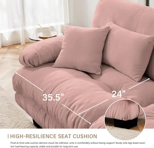Vista 23 de Sofá Seccional Modular Extragrande de 93.7 pulgadas, Sofá de Dos Plazas Cloud Couch con Almohadas y Cojín Extra Grueso para Sala de Estar, Cine