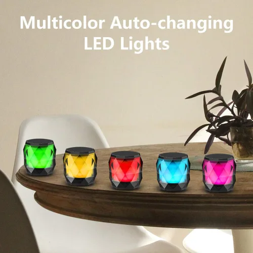 Vista 5 de LFS Altavoz Bluetooth Portátil con Luces, Altavoz Inalámbrico Impermeable de Luz Nocturna Magnético, LED de 7 Colores Auto-Cambiante, Micrófono