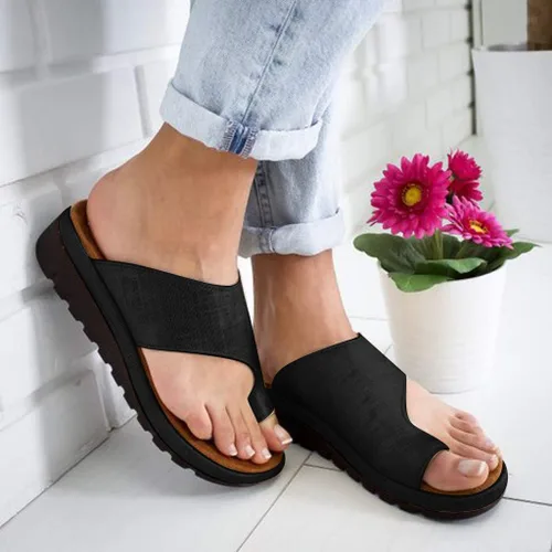 Vista 3 de Sandals for Women Flat Summer,New Women Comfy Platform Toe Ring Wedge Sandals Shoes Summer Beach Travel Shoes Comfortable Flip Flop Shoes