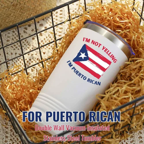 Vista 3 de Onebttl Divertidos regalos y recuerdos de la bandera de Puerto Rico, taza de viaje aislada de acero inoxidable de 20 onzas, perfecta para hombres