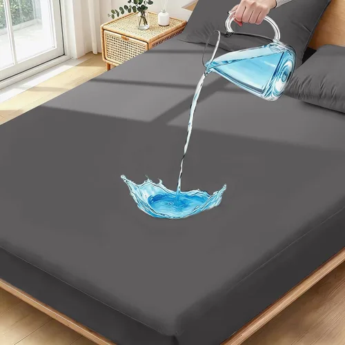 Vista 11 de Protector de colchón impermeable tamaño individual, lavable, funda acolchada de rayón y bambú, ajustable, protección de cama de plástico silencioso