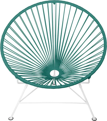 Vista 34 de Innit Designs Acapulco - Silla mecedora con estructura cromada, color turquesa, tejido naranja Verde