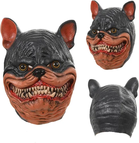Vista 2 de Máscara aterradora de Halloween para adultos, de látex de terror, máscara de demonio espeluznante para fiesta, disfraz de cosplay