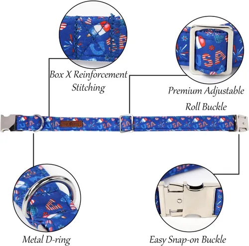 Vista 168 de Lionet Paws Collar de perro de Halloween con corbatín, bonito collar de algodón ajustable con hebilla de metal para perros pequeños, medianos y A