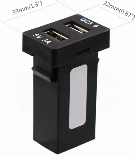 Vista 2 de QC3.0+5V 3A Dual USB Power Socket, Cargador de Coche de Carga Rápida Adaptador USB para Teléfono Inteligente PDA Android GPS Uso para Toyota Tipo A