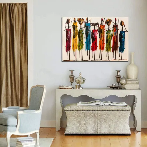 Vista 4 de Biuteawal Arte de pared afroamericano, decoración de mujer india, pinturas fotográficas, obras de arte decorativas abstractas para el hogar