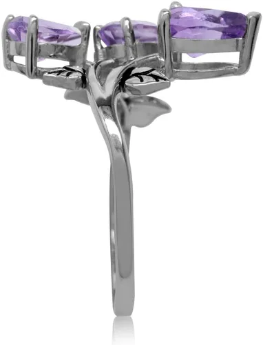 Vista 3 de Silvershake Anillo de plata de ley 925 con amatista natural de 2.33 quilates, Plata de ley, Amatista