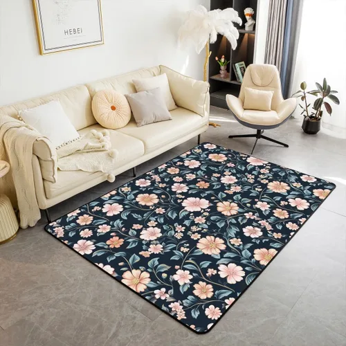 Vista 27 de jejeloiu Groovy Flower Area Rug 3x5 Retro Floral Boho Living Room Rugs for Bedroom 70S Hippie Groovy Flowers Bohemian Decor Carpet Psychedelic Beige