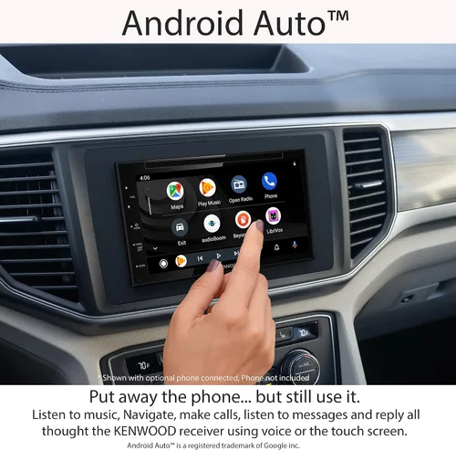 Vista 6 de KENWOOD DDX5707S - Estéreo de coche con DVD doble DIN con Apple Carplay y Android Auto, pantalla táctil de 6.8 pulgadas, Bluetooth, entrada
