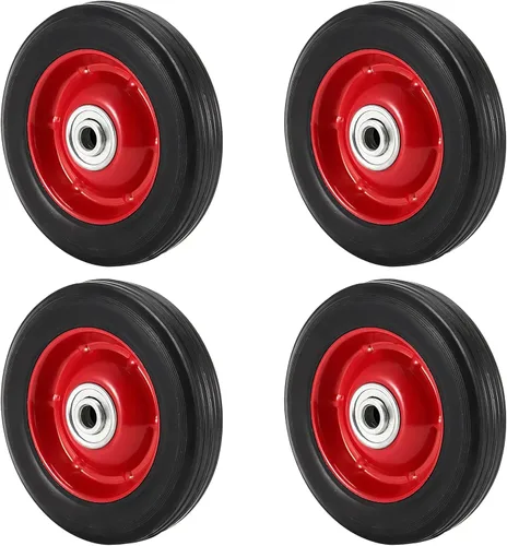 Vista 7 de 2 ruedas de mano de goma maciza de 8 x 1.75 pulgadas, ruedas universales para cortacésped para eje de 1/2 pulgada, neumáticos de repuesto para Negro