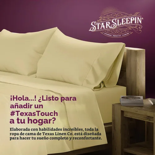 Vista 9 de TEXAS LINEN CO. Sábanas de algodón egipcio de la serie 1200, tamaño Beige