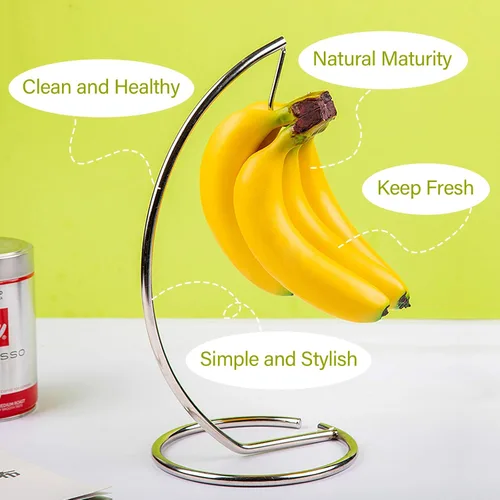 Vista 2 de Soporte para árbol de plátano, soporte de acero inoxidable para colgar plátanos, soporte de árbol de plátano, cuenco de frutas para encimera