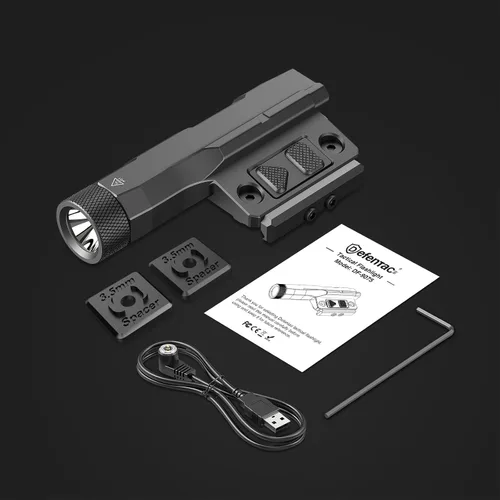 Vista 8 de DEFENTAC linterna de aluminio de 2400lm es compatible con riel Picatinny/Mlok para rifle, luz recargable para arma con modo