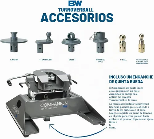 Vista 5 de B&W Trailer Hitches Gancho cuello de cisne con bola de giro - GNRK1116