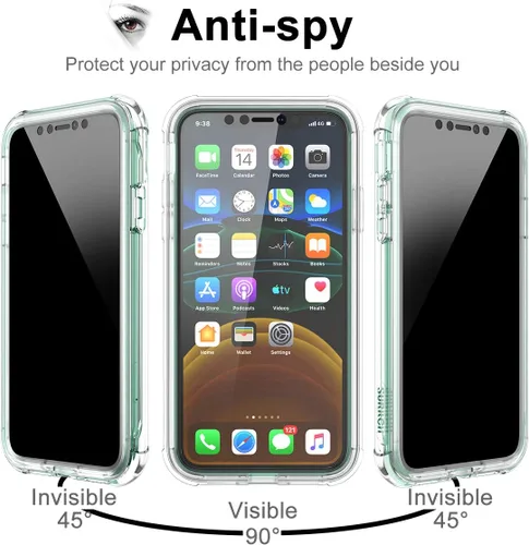 Vista 4 de SURITCH Funda transparente para iPhone 11 (solamente) de 6.1 pulgadas, [protector de pantalla de privacidad] cubierta protectora de cuerpo completo