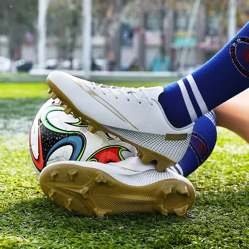 Vista 4 de Qzzsmy Zapatos deportivos de fútbol para hombre, zapatos de fútbol profesionales, transpirables para deportes al aire libre, corrercompetencia