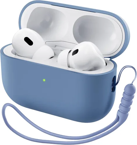Vista 15 de ORNARTO Funda compatible con AirPods Pro 2 2022, silicona híbrida protectora completa para AirPods Pro de 2ª generación, cubierta frontal LED