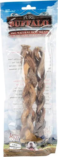 Vista 5 de Loving Pets Pure Buffalo - Golosina para perros Bully Stick de 12 pulgadas, paquete de 3