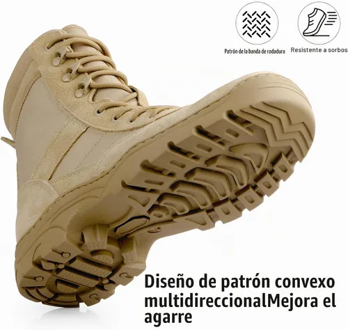 Vista 7 de Botas militares tácticas para hombre de 8 pulgadas con cremallera Arena