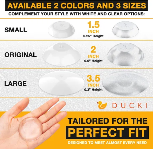Vista 2 de Ducki - Topes de puerta para pared de 1.5 pulgadas (paquete de 6 transparentes), autoadhesivos y discretos, protector de pared para pomo de puerta
