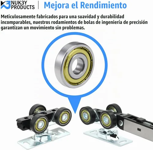 Vista 2 de Nuk3y Bypass - Herrajes para puerta corrediza de cierre suave con tiradores de dedo (aluminio, riel de 48 pulgadas)