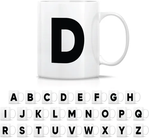 Vista 22 de Retreez Taza con monograma con monograma del alfabeto de la A a la Z con inicial, tazas de café de cerámica de 11 onzas – Agradecimiento