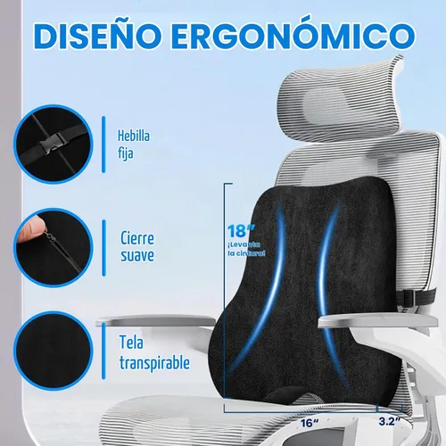 Vista 3 de Juego de cojín de asiento de espuma viscoelástica y almohada de apoyo lumbar de terciopelo suave, cojines de silla de computadora cómodos