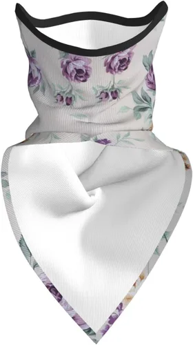 Vista 3 de Bufanda con estampado de flores moradas y rosas, protección UV, pasamontañas, resistente al viento, bandana para deportes al aire libre, cubierta
