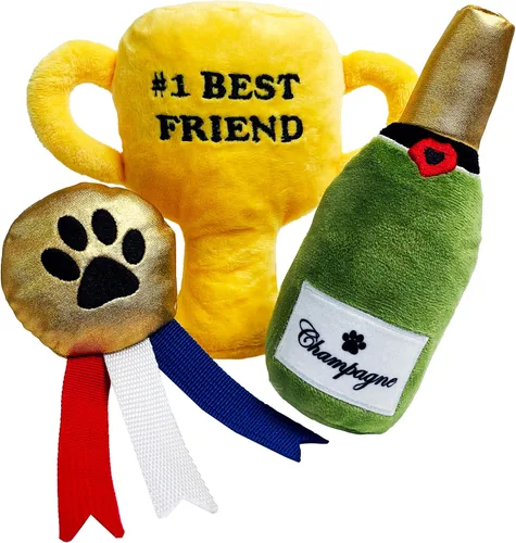 Vista 9 de TONBO Juguetes de peluche lindos y divertidos para perros (combo de fiesta de cumpleaños)