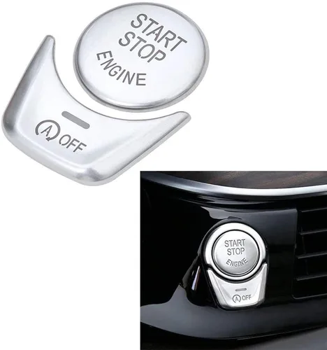 Vista 2 de DEMILLO - Cubierta plateada para botón de interruptor de motor para BMW 5 6 7 X 3 X4 Series F chasis F10 F18 F07 F12 F01 F02 F25 F26