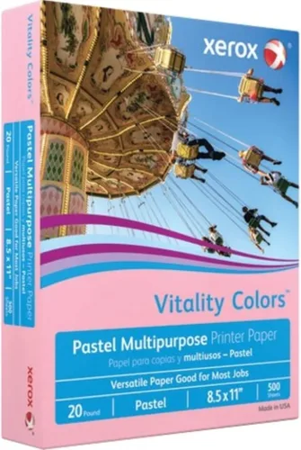 Vista 3 de Xerox Papel de colores multiusos, 8 1/2" x 11", 20 Lb., Rosa, Resma De 500 Hojas