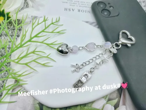 Vista 6 de Meefisher Y2K - Llavero estético con diseño de mariposa y fresa, con diseño de oso y guitarra, bonito llavero para mujer, dije de bolso (teléfono)