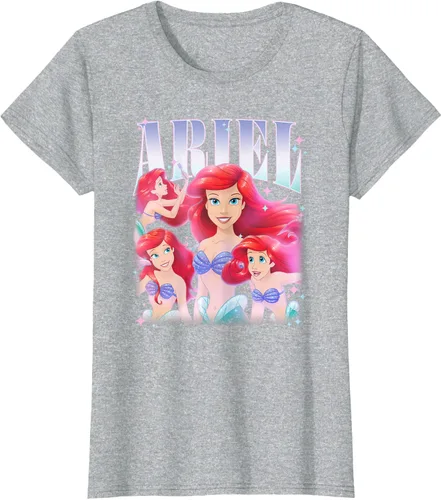Vista 26 de Disney Camiseta de la princesa Ariel de la Sirenita Multi Pose, Negro